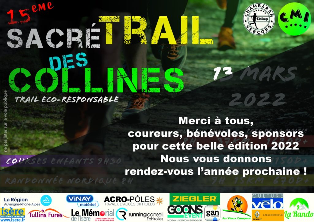 Affiche remerciement Sacré Trail des Collines 2022, Tullins, Fures, Isère 38